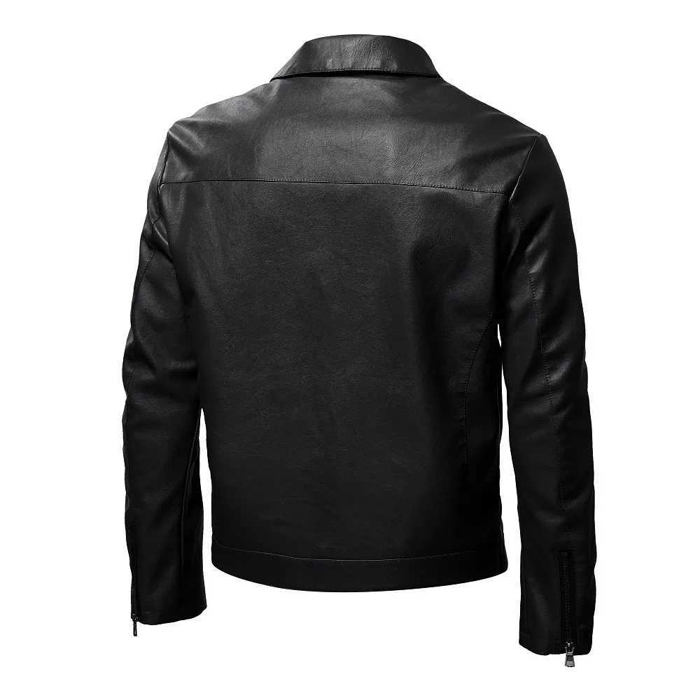 Jaqueta de couro masculina de couro falso, jaqueta de motocicleta primavera outono, nova moda casual, casaco de motociclista com zíper, decoração 240330