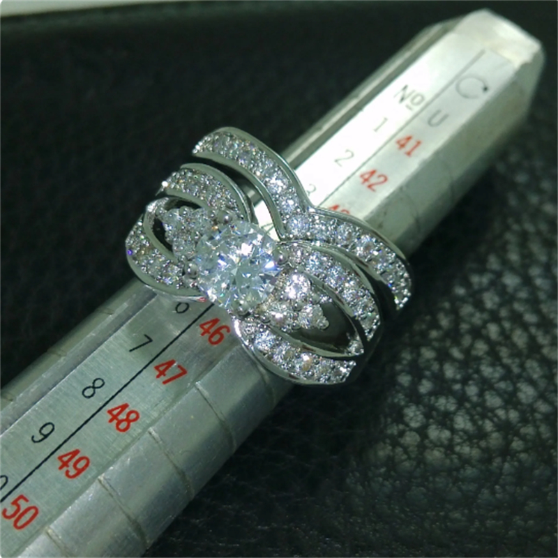 Set di anelli di promessa classici AAAAA zirconi in oro bianco 10KT anelli di fede nuziale le donne regalo di gioielli di fidanzamento feste nuziali