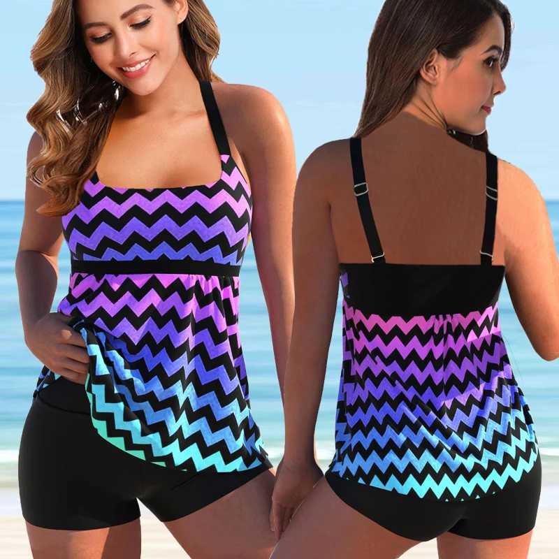 Dames Badmode 2022 Sexy Tankini Dames Zomer Tweedelige Luipaardprint Badpak Vrouwelijke Tie-geverfde Grote Maat Bikini Badmode Badpak T240328