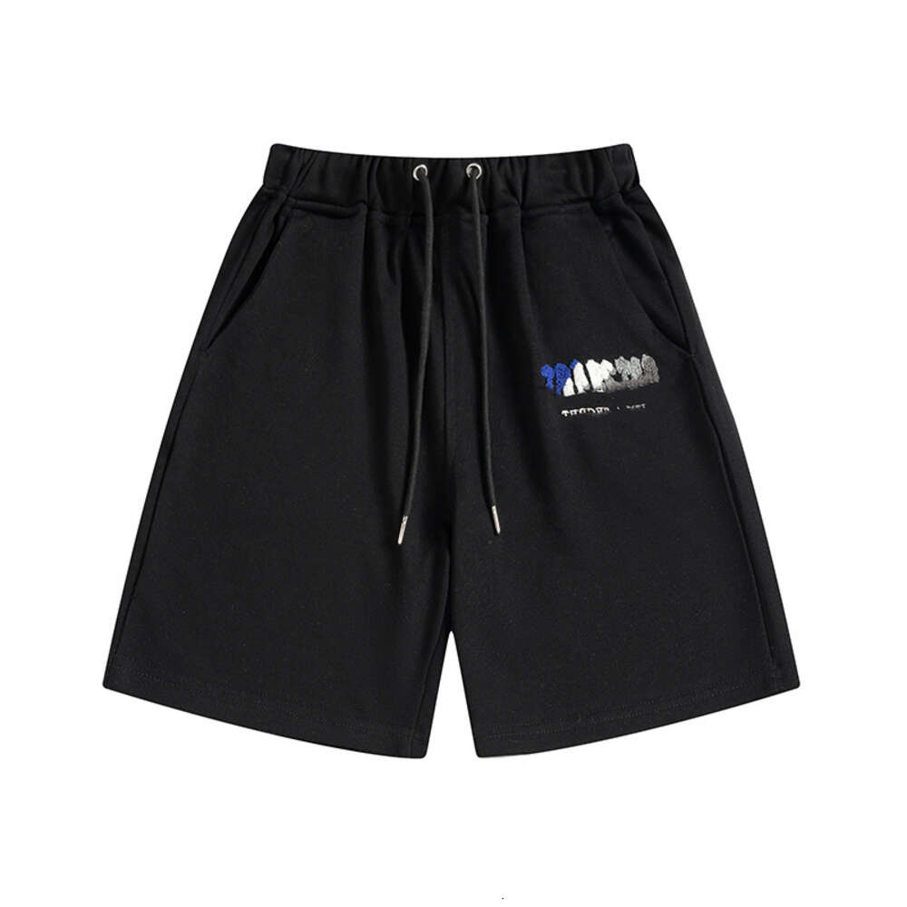 Amerikaanse Trapstar Letter Luipaard Geborduurde Zomer Losse Shorts Casual Veelzijdige Broek