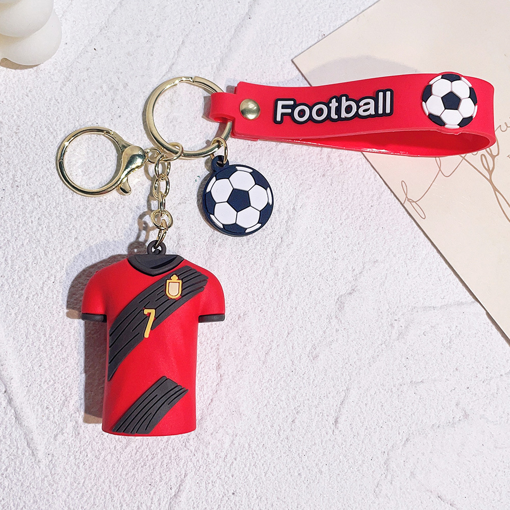 Porte-clés design pour hommes accessoires Coupe de football maillots étoiles figure porte-clés anneaux fans petit cadeau souvenir C Ronaldo Coupe du monde porte-clés pendentif