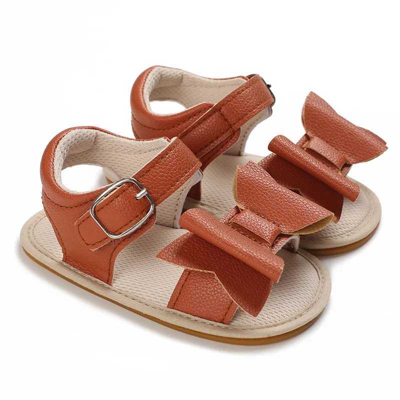 Sandálias infantis sapatos de bebê moda sandálias bonito bebê menina sapatos criança apartamentos sandálias de verão bowknot macio anti-deslizamento prewalker 240329