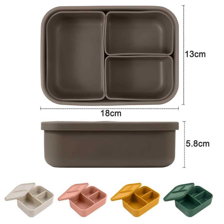 Cups Dishes Utensils Customized Baby Silicone Feeding Bowl Lunch Box With Lid Leak-Proof Food Container Detachable Dishes Plate Microwave Tableware 240329