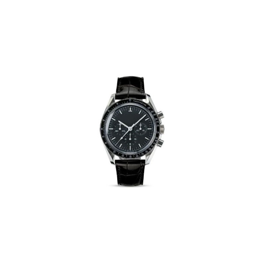 42mm automatische schwarze Gesicht voller Edelstahl Herren Mond Armbanduhr professionelle Geschwindigkeit männliche Watch273I