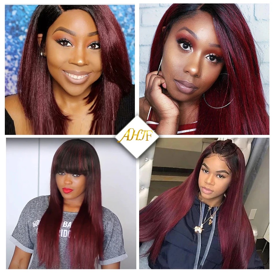 1B 99J Dark Burgundy Human Hair Bundles Ombre Straight Hair Bundles Brazilian Wine Red Unprocessed Virgin Weave Hair Extensions