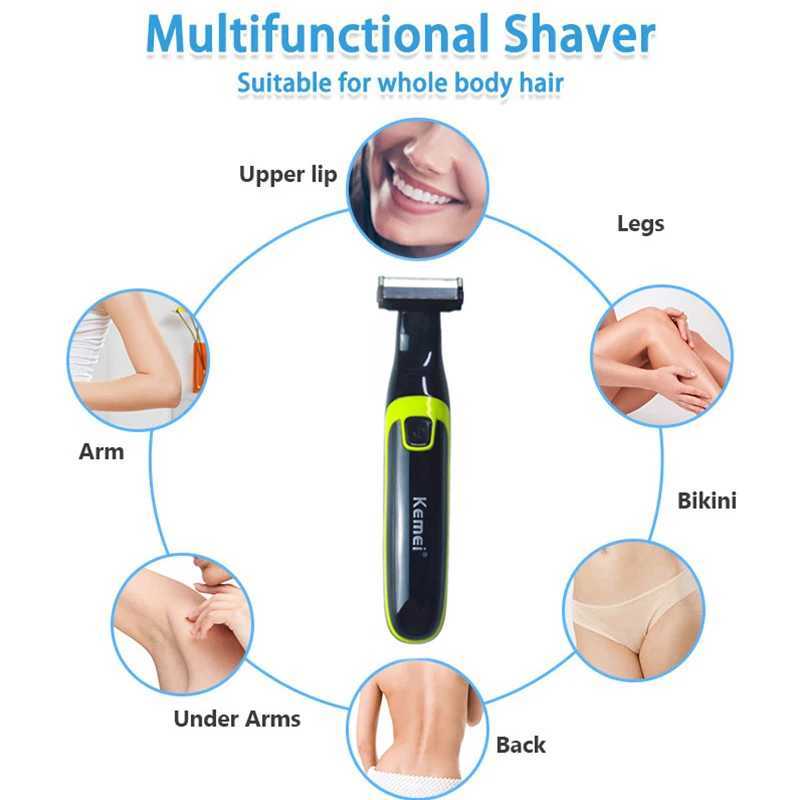 Elektriska rakare Kemei Electric Shaver för Mens Electric Pubic Razor Hair Trimmer Body Grooming Clipper For Women Bikini Epilator Mini Shaver 240329