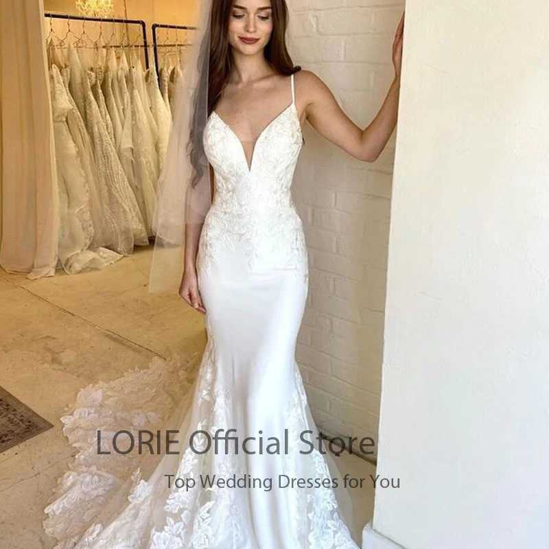 Abiti sexy urbani LORIE Boho da sposa in pizzo con cinturino spaghetti Apliques Abito a sirena Abito da sposa bianco avorio 2021 suknia slubna yq240329