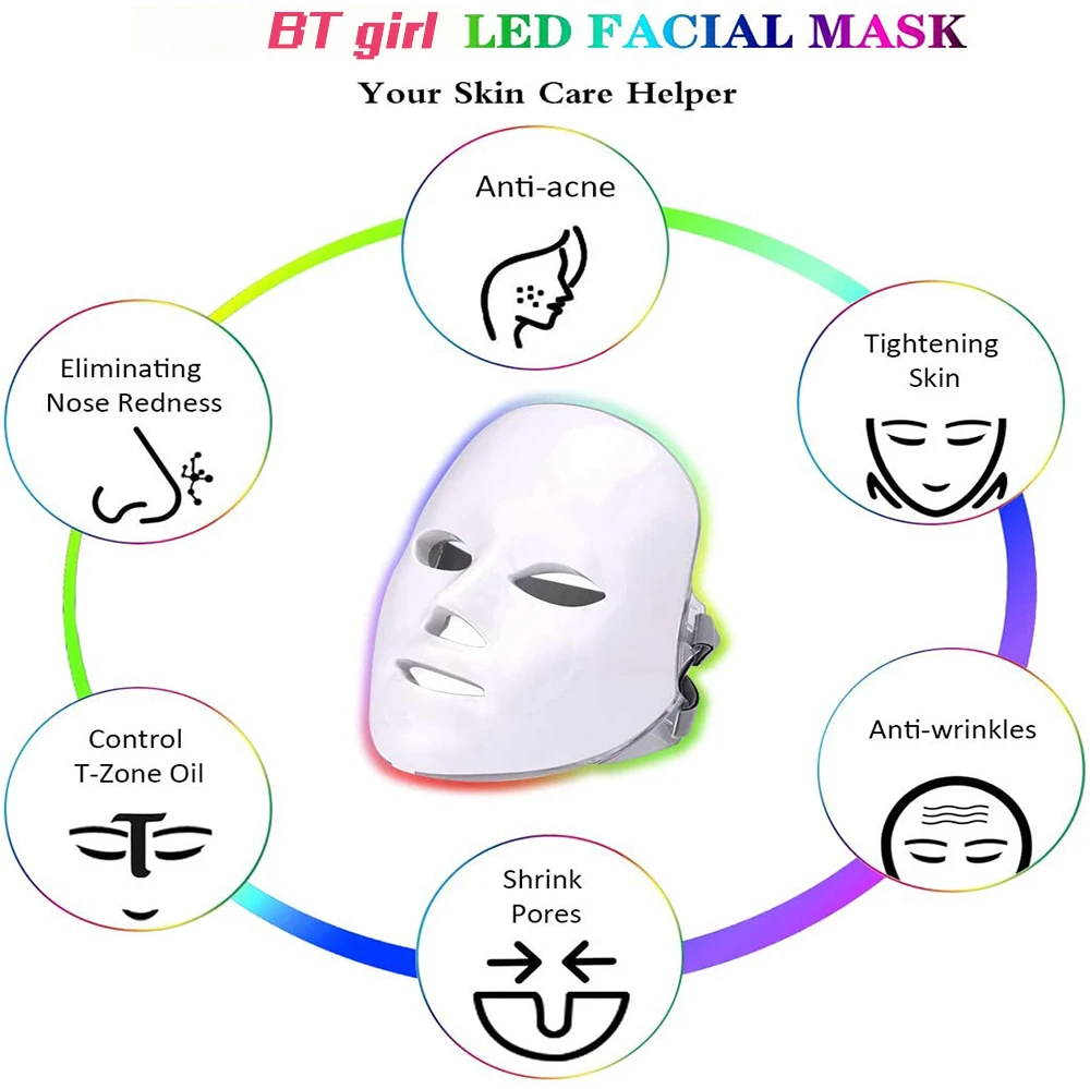 キャリアBtgirl LED Therapy Facial Mask Photon Facial Hine for Wrinkleにきび除去肌の若返りスポットクリーナーデバイス