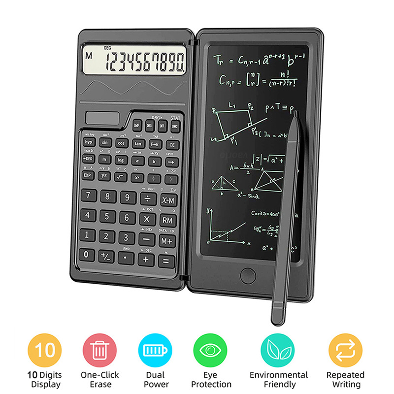 Mini calculatrice scientifique avec tablette d'écriture S3 intelligente pliable portable fonction scientifique compteur panneau solaire calculatrice d'écriture manuscrite pour la comptabilité