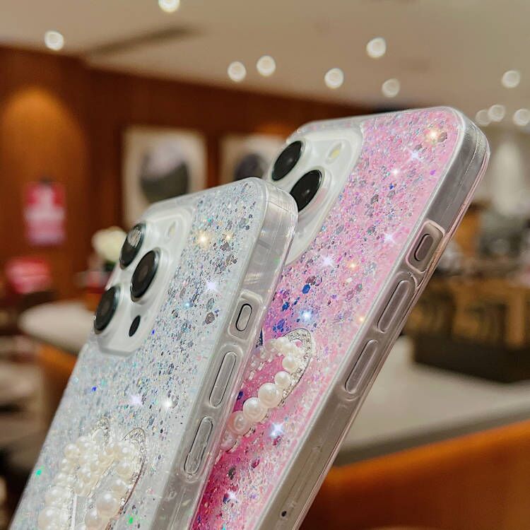 Étuis en diamant 3D Heart Love Bling pour Samsung S24 Ultra S23 FE S22 Ultra A55 A35 A15 A05 A05S A25 A24 A54 A34 A14 A04 A53 A73 A33 A13 Perles Confettis Feuille Paillettes Couverture Souple en TPU