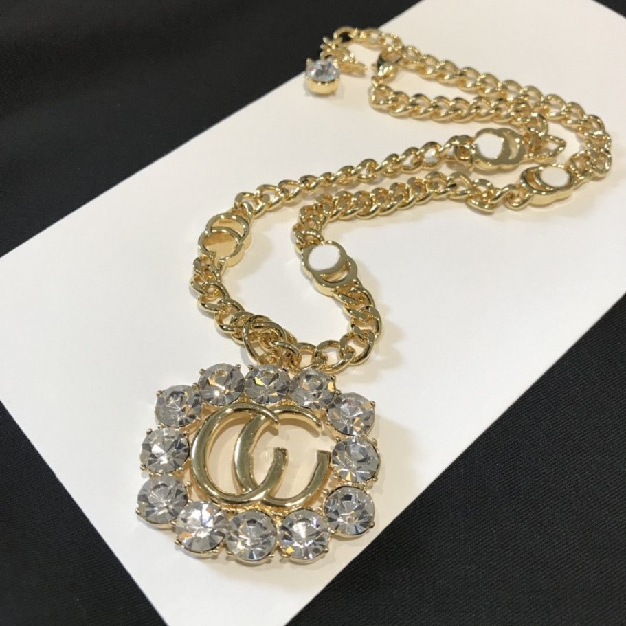 Collana di marca di moda mista con diamanti doppia lettera G orecchini di personalità donne gioielli di design feste di nozze di alta qualità con bo2322