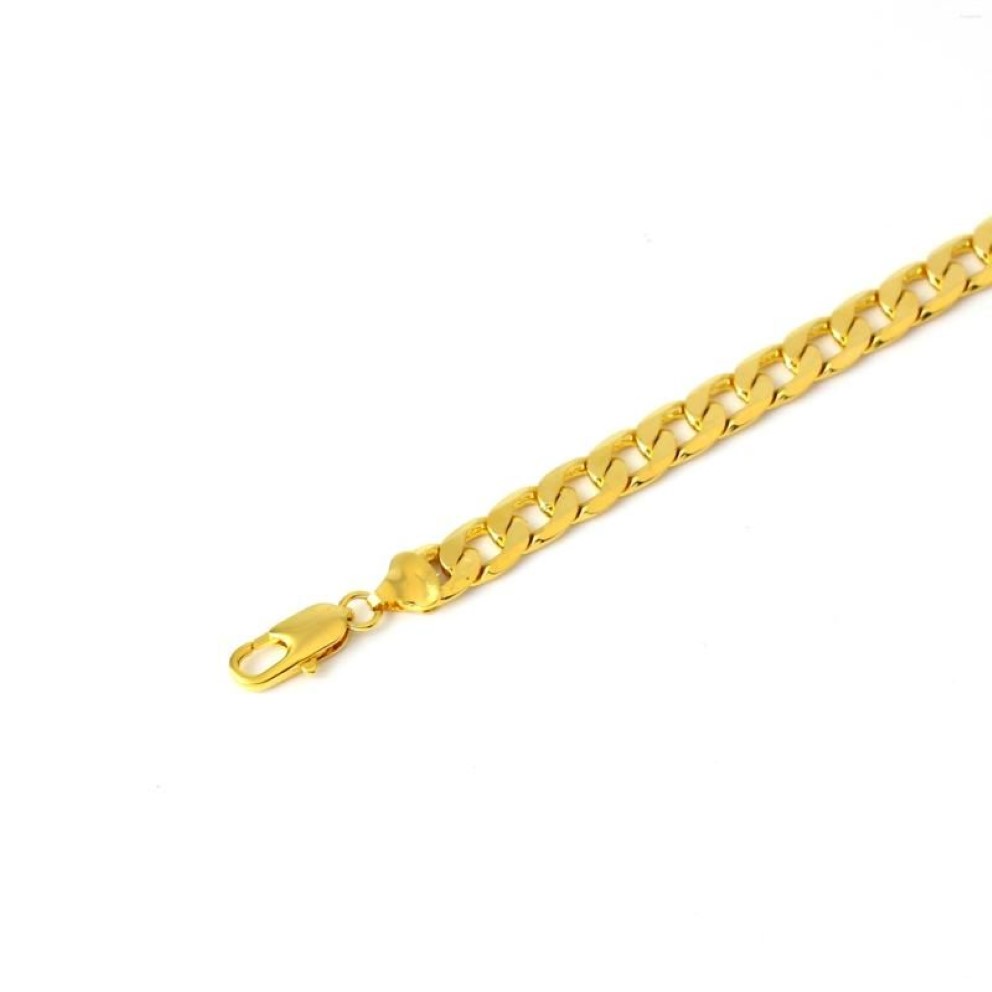 Bracelets à maillons 10mm 12mm, bordure solide, or jaune 18 carats, rempli de mode classique, chaîne de poignet pour hommes, bijoux 22cm de long 301v