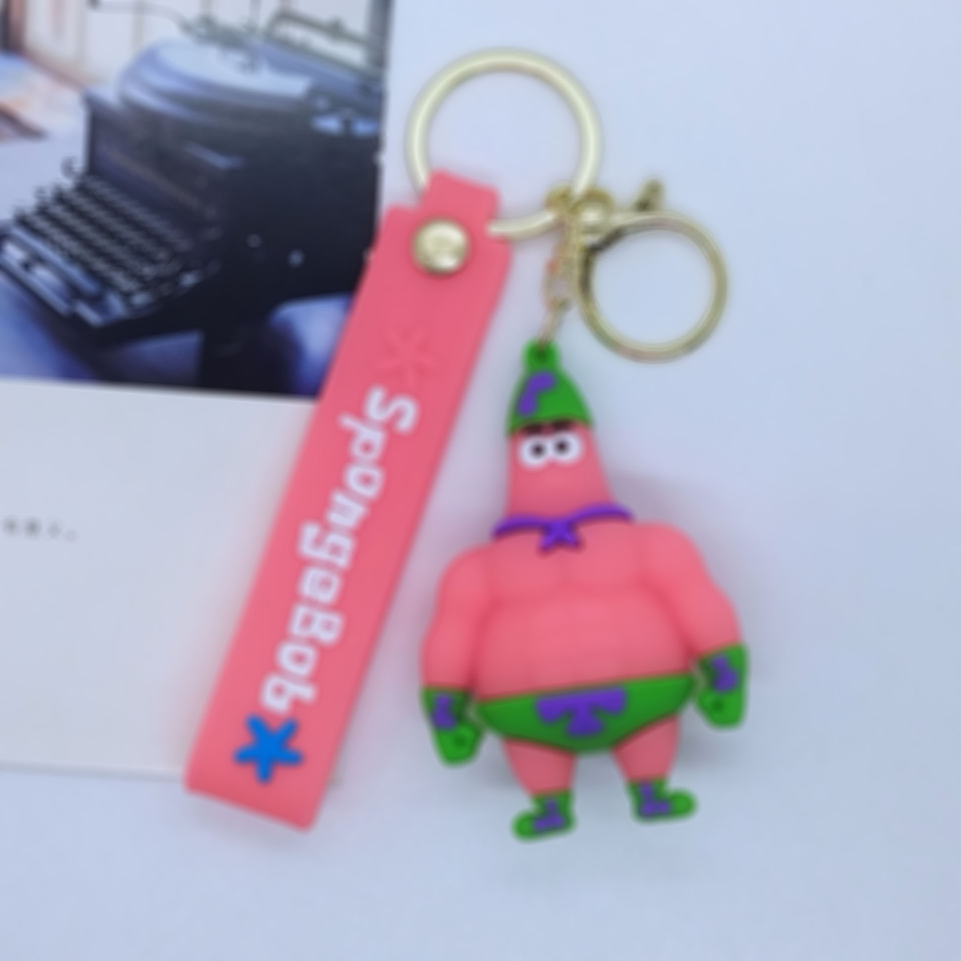 Ny Muscle Pi Big Hai Star Doll Keychain Silicone Pan Crab Boss BOS PAGE Pendant Creative Sponge, Baby Keychain