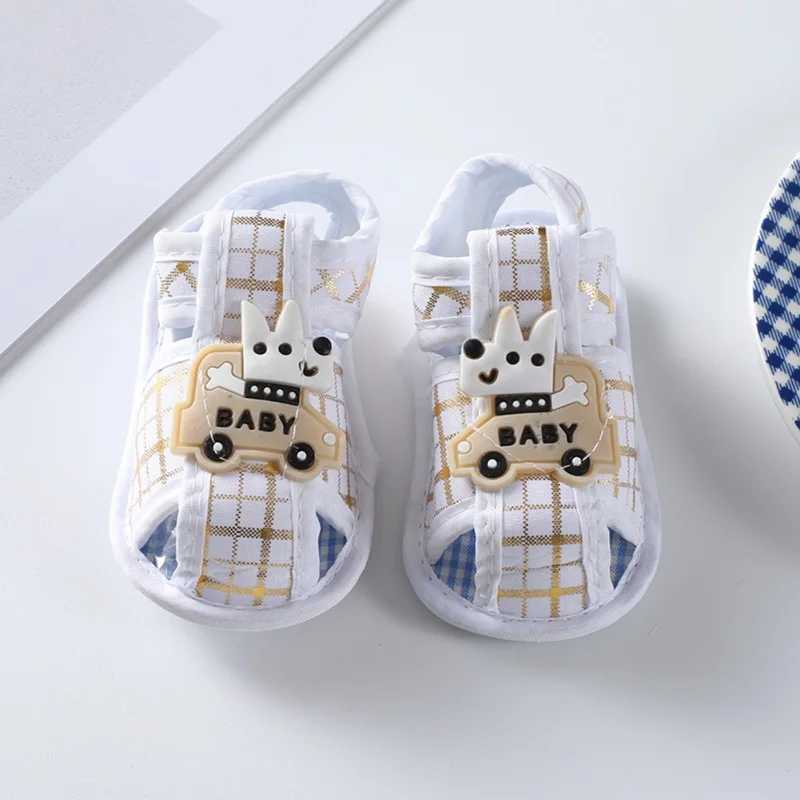 Sandals Summer 0-12 Months Newborn Baby Boys Girls Cartoon Printing Soft Crib Shoes Infant First Walker Anti Slip Sandals Soft Sole Shoe 240329