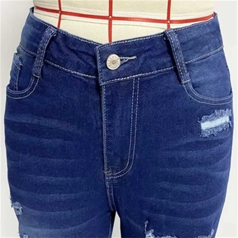 Dames Jeans Mode Dames Slim Fit Stretch Potlood Jeans Lente Zomer Casual Denim Broek Vrouwelijke Lange Broek Trend Gebroken Gaten Streetwear 24328