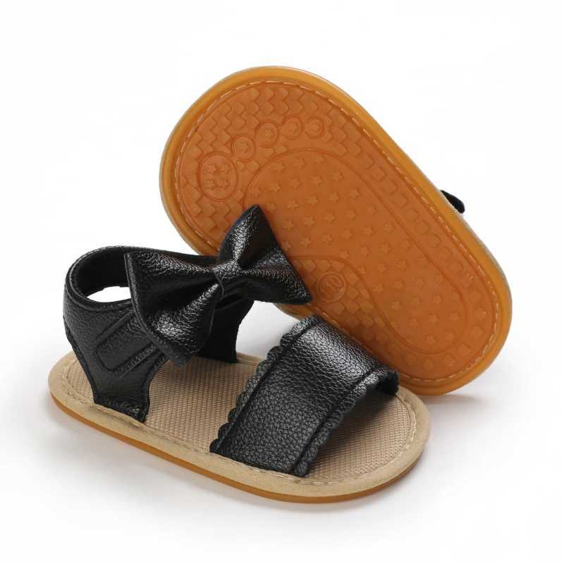 Sandálias 0-18m bebê bonito pré-escolar sandálias de verão preto princesa casual sola de borracha macia antiderrapante sapatos únicos meninas primeiro sapato de caminhada 240329