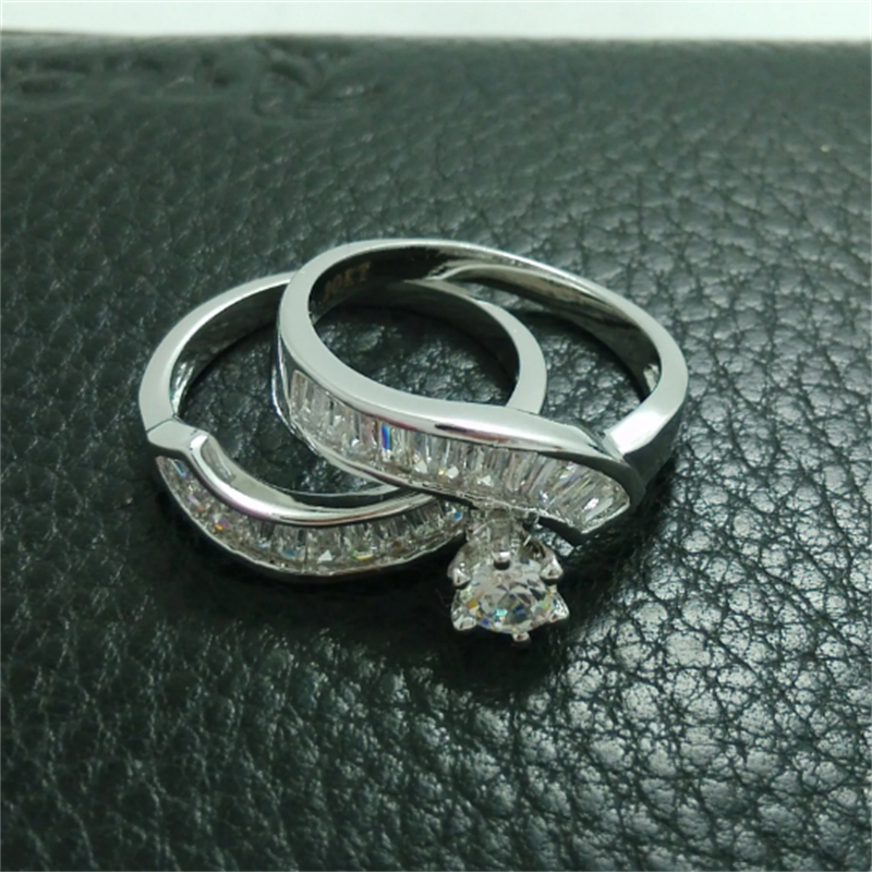 Infinity Lab Diamant-Ring-Set, 10 KT Weißgold, Party-Eheringe für Damen und Herren, Versprechen, Verlobung, Schmuck, Geschenk