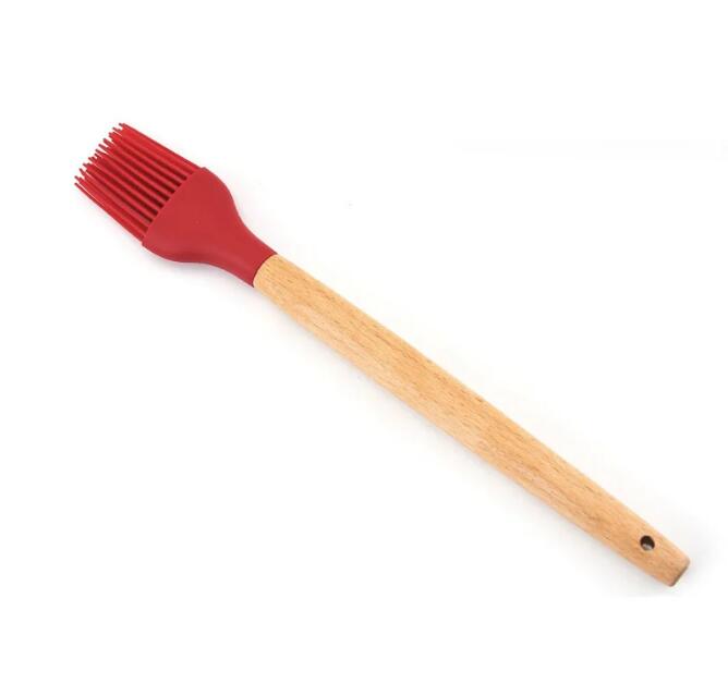 Brosse à badigeonner l'huile de BBQ en Silicone avec manche en bois, pinceaux de cuisson pour gâteaux, pain et crème, accessoires de cuisine pour Barbecue