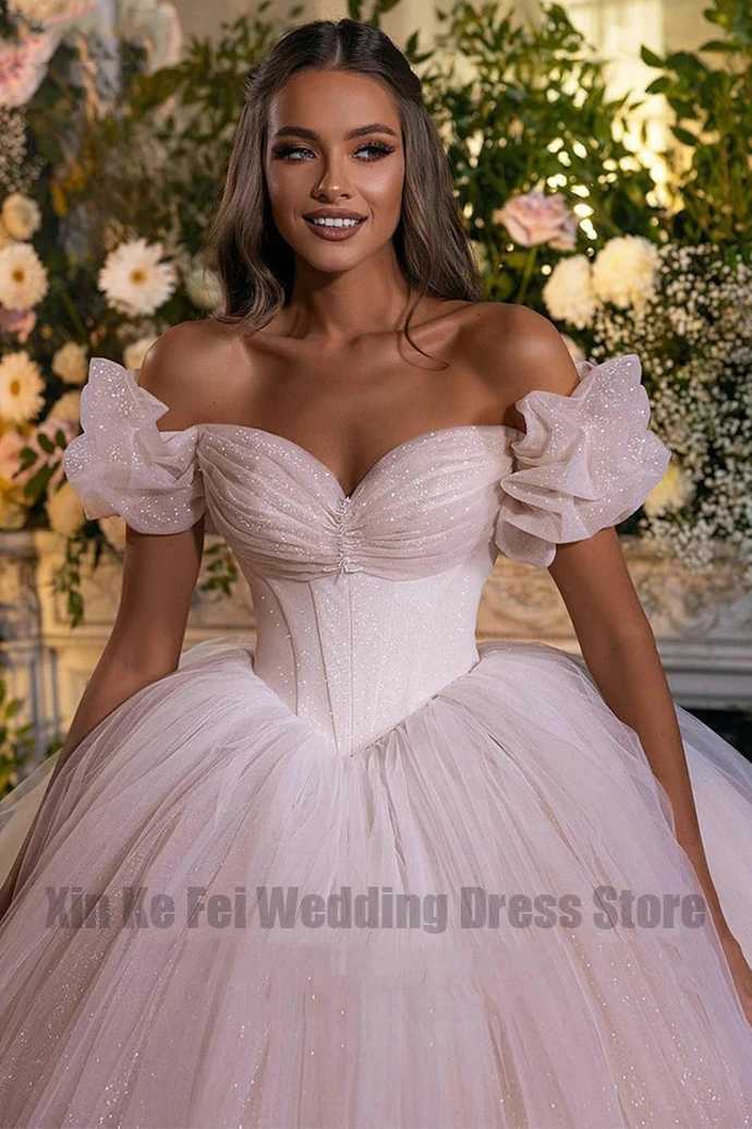 Urban Sexy sukienki 2023 Luxury Bohemian Princess Wedding Shiny Women Sweetheart A-Line Tiul Suknie ślubne szatę de Marie Vestidos YQ240329