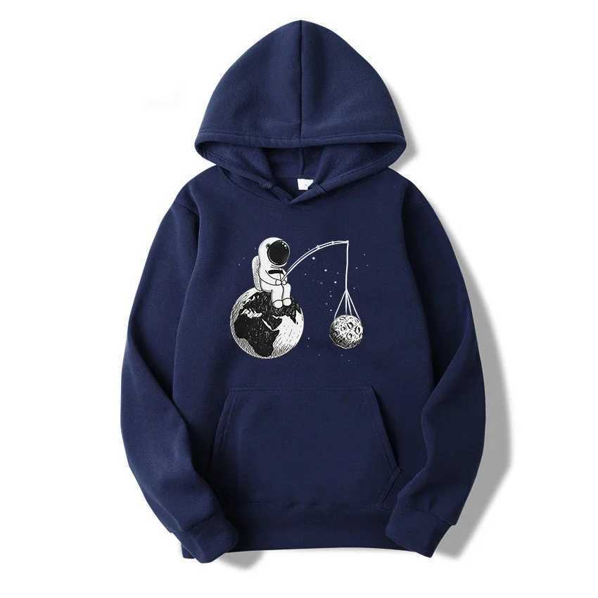 Sweats à capuche pour hommes Sweatshirts Nouveau dessin animé astronaute imprimer femmes hommes sweats à capuche décontracté col rond hauts lâche Harajuku manches courtes t-shirt vêtements de style coréen 24328