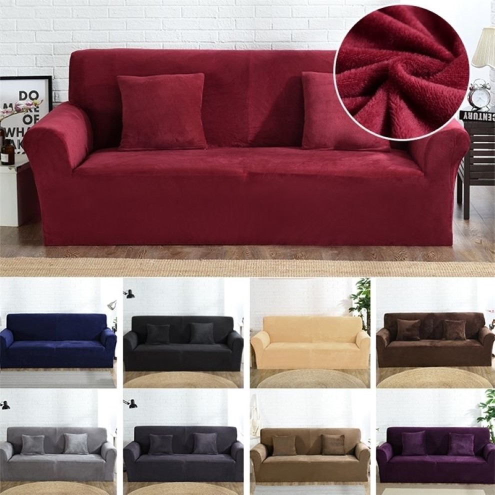 Velvet Sofa Cover for Living Room Sectional Couch Cover Armchair Slipcover L Shaped Corner Sofa Cover Stretch 1 2 3 4 Seater LJ2012859