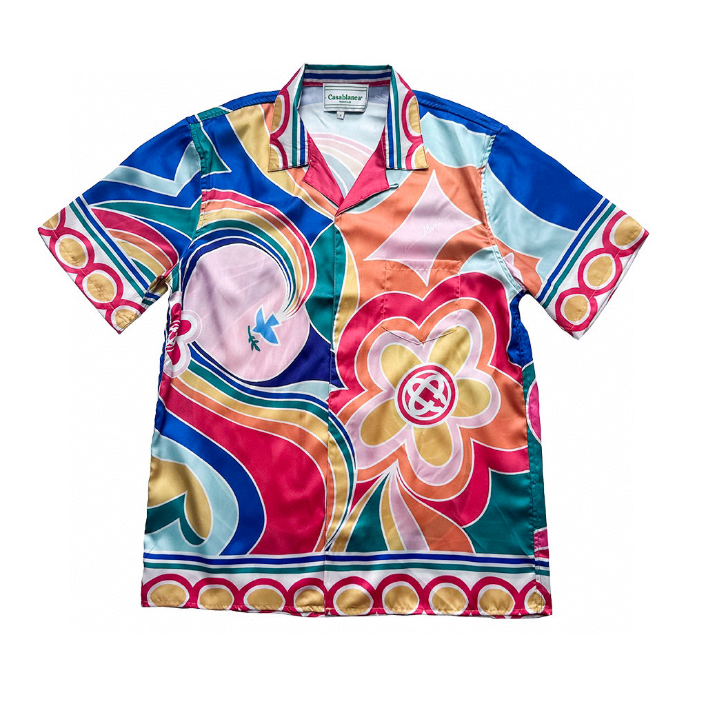 Herrskjortor hawaii strandskjortor män skjortor kortärmad skjorta casablanca fransk stil mönster komfort casual skjortor mode sommar män kläder