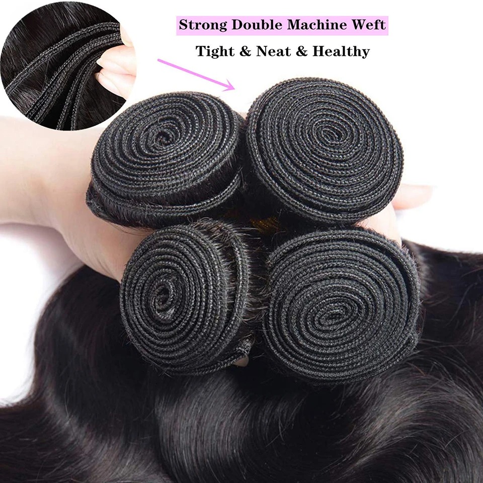 Mèches indiennes naturelles Body Wave, cheveux bruts, non traités, Extensions de cheveux vierges 10A, pour femmes