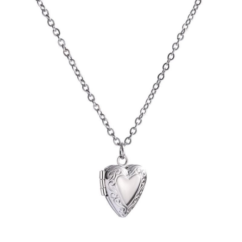 Pendanthalsband Trendy Romantic Charm Open Design Love Heart Silver Color Women's Korean Style Jewelry Accessories294L