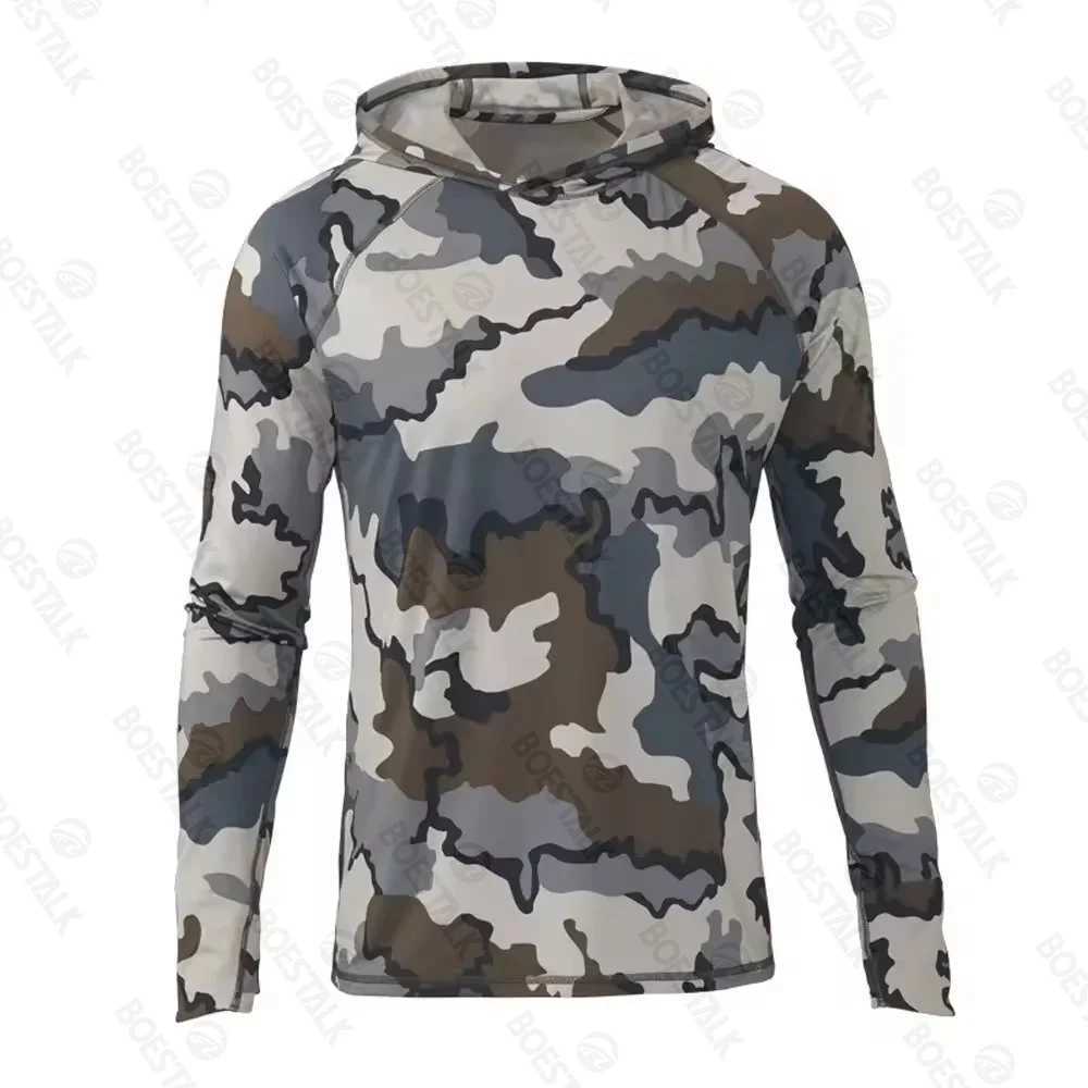 Men's Hoodies Sweatshirts 2024 new mens hoodie camouflage fishing shirt camping hiking clothing sunscreen breathable fishing shirt 24328