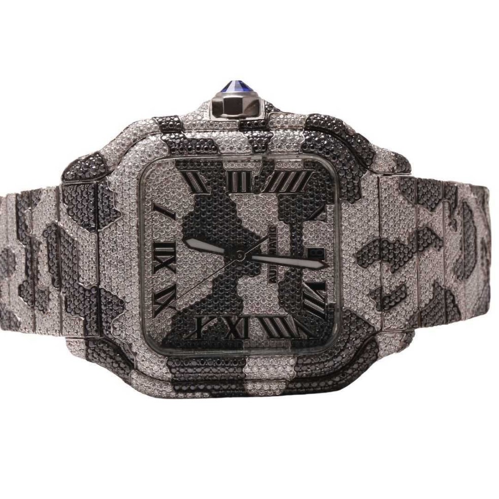 Armbandsur Hip Hop Diamond Watch Round Cut All Size Anpassa naturlig handgjorda diamantklocka för herrdiamantklocka340e
