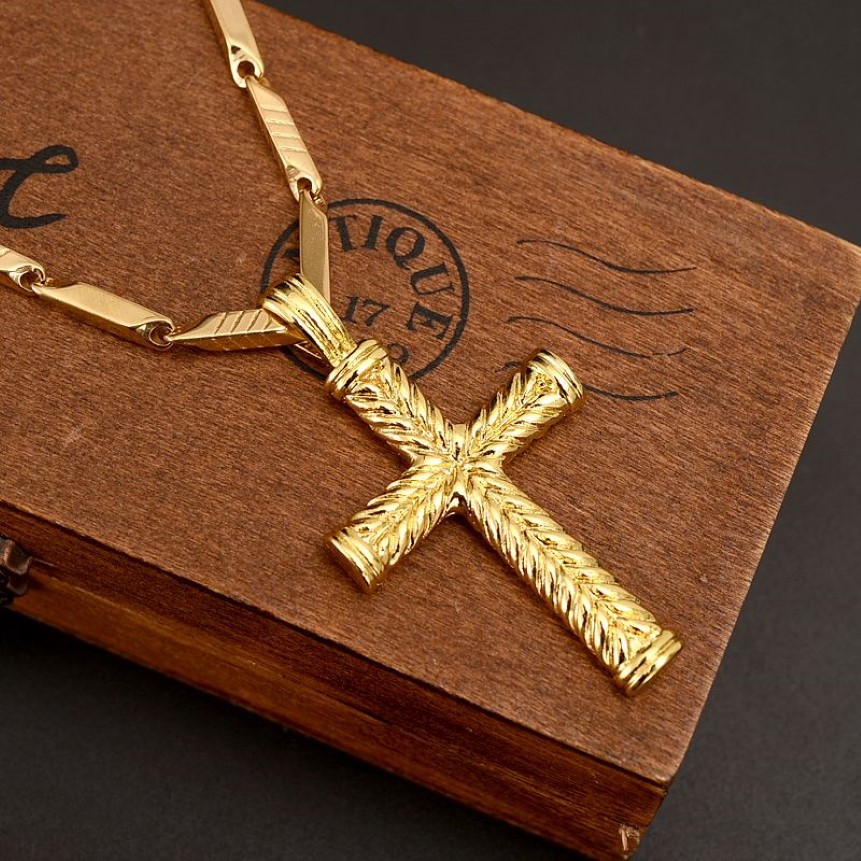 MEN'S Women cross 18 k Solid gold GF charms lines pendant necklace fashion christian jewelry factory wholecrucifix god gi241W