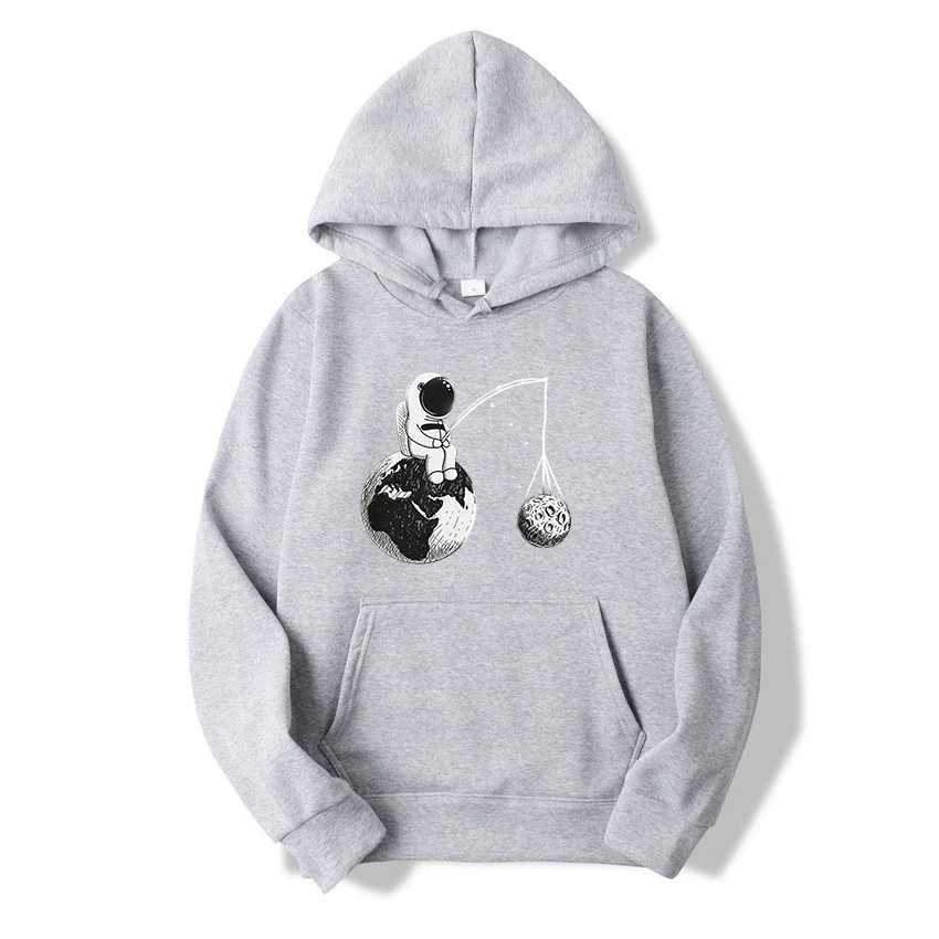 Sweats à capuche pour hommes Sweatshirts Nouveau dessin animé astronaute imprimer femmes hommes sweats à capuche décontracté col rond hauts lâche Harajuku manches courtes t-shirt vêtements de style coréen 24328