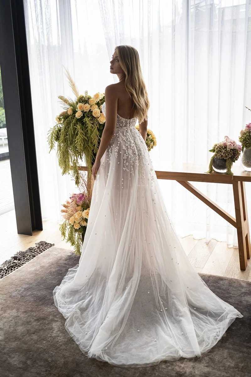 Stedelijke sexy jurken Sprankelende Eightale Boheemse bruiloft Off-shoulder kralen met parels Appliqués Jurk Boho Bruidsmode 2023 yq240329