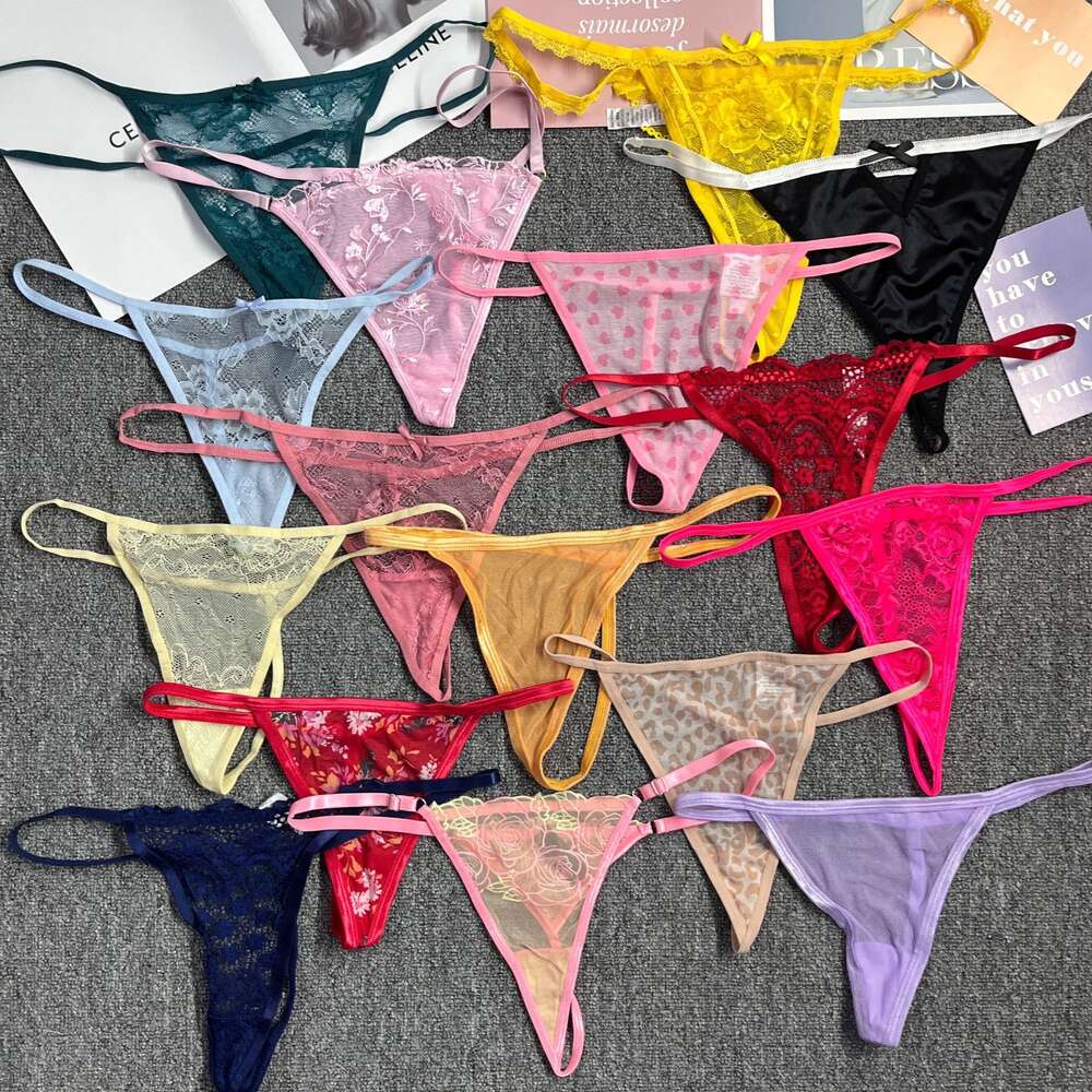 Sexy Embroidered Women's Thong Transparent Gauze Ribbons Seductive Seamless Underwear Women Hot Pants Large