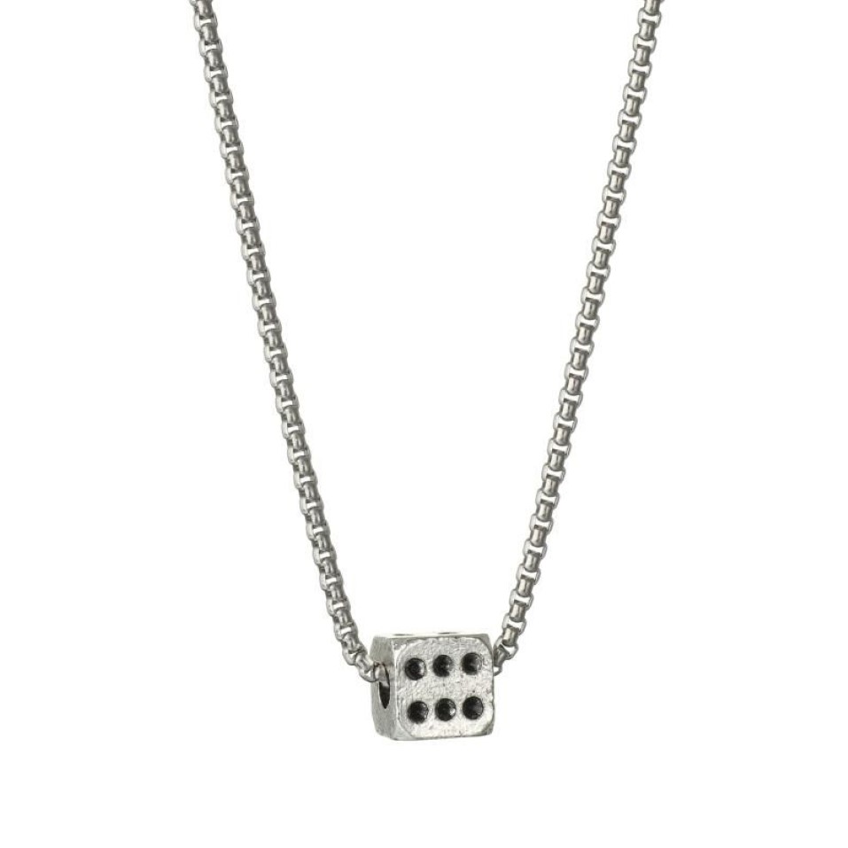 Pendentif Colliers Mode Hommes Cool Cube Dice Style Argent Couleur En Acier Inoxydable Longue Chaîne Mâle Cadeaux Chanceux Pour Lui Bijoux2809