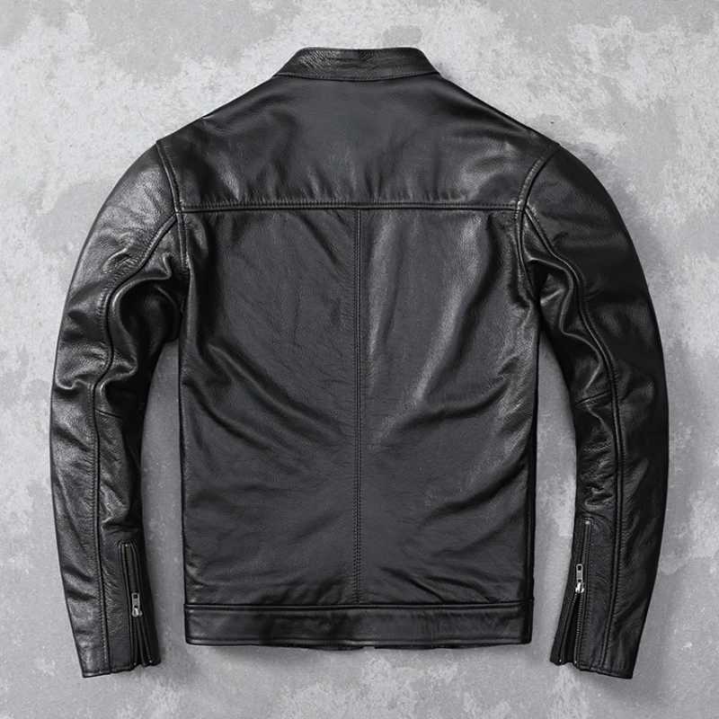 Pelle da uomo in ecopelle primaverile in vera pelle naturale uomo moto slim cappotto maschile mens pelle di pecora motociclista abbigliamento moda 240330