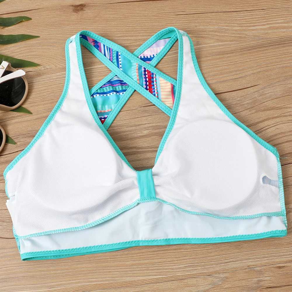 Mulheres Swimwear 2023 Mulheres Retro Maiô Maiô Feminino Novo Design Impressão Biquíni Swimwear Verão Duas Peças Set Cintura Alta Novo Terno de Banho T240329