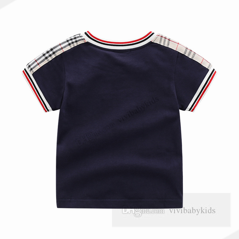 Petits garçons T-shirt à carreaux enfant en bas âge enfants rayures col rond manches courtes coton T-shirts enfants hauts décontractés été bébé vêtements de marque Z7406