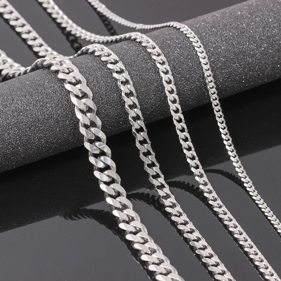 VRIUA Breedte 4 5 6 9MM 18-26 inch Aanpassen Lengte Heren Hoge Kwaliteit Stainls Stalen Ketting Curb Cubaanse Link Chain Jewerly211z