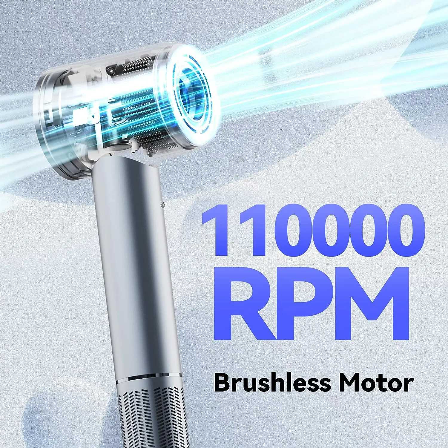 Hair Dryers Salon Hair Dryer 110 000 RPM Professional HairDryer 220V Brushless Motor Negative Ionic Blow Dryer with Nozzle For 240329