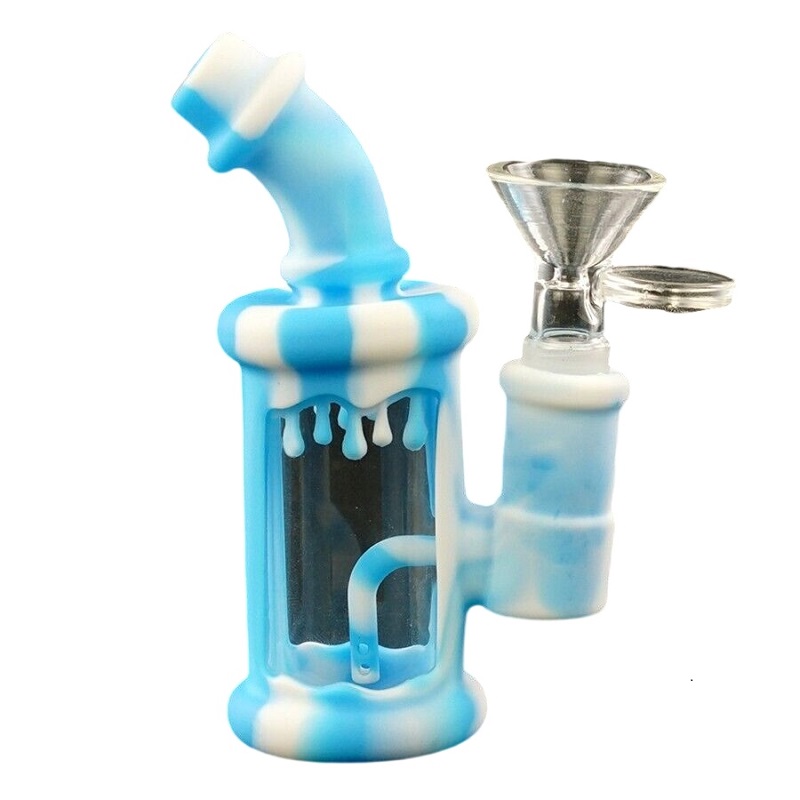 4.5 inch Hookahs Silicone Bong Water Pipes Unbreakable Mini Silicone Oil Rigs Bubbler bongs With Glass Bowl