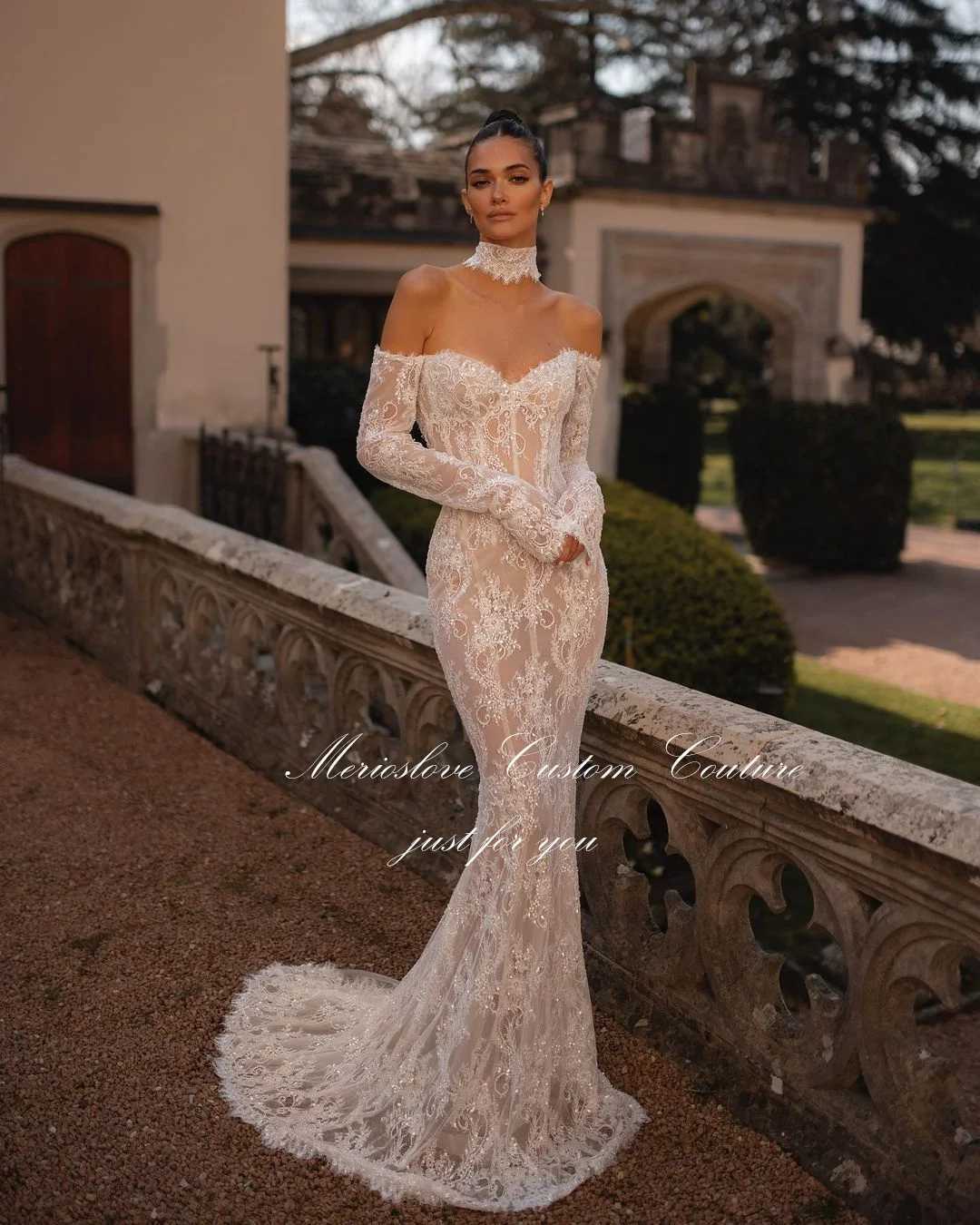 Urban Sexy Dresses Merioslove Boho Mermaid Wedding Lace Appliques Sweetheart Long Sleeves Bridal Gowns Beach Bride Dress vestido de novia yq240329