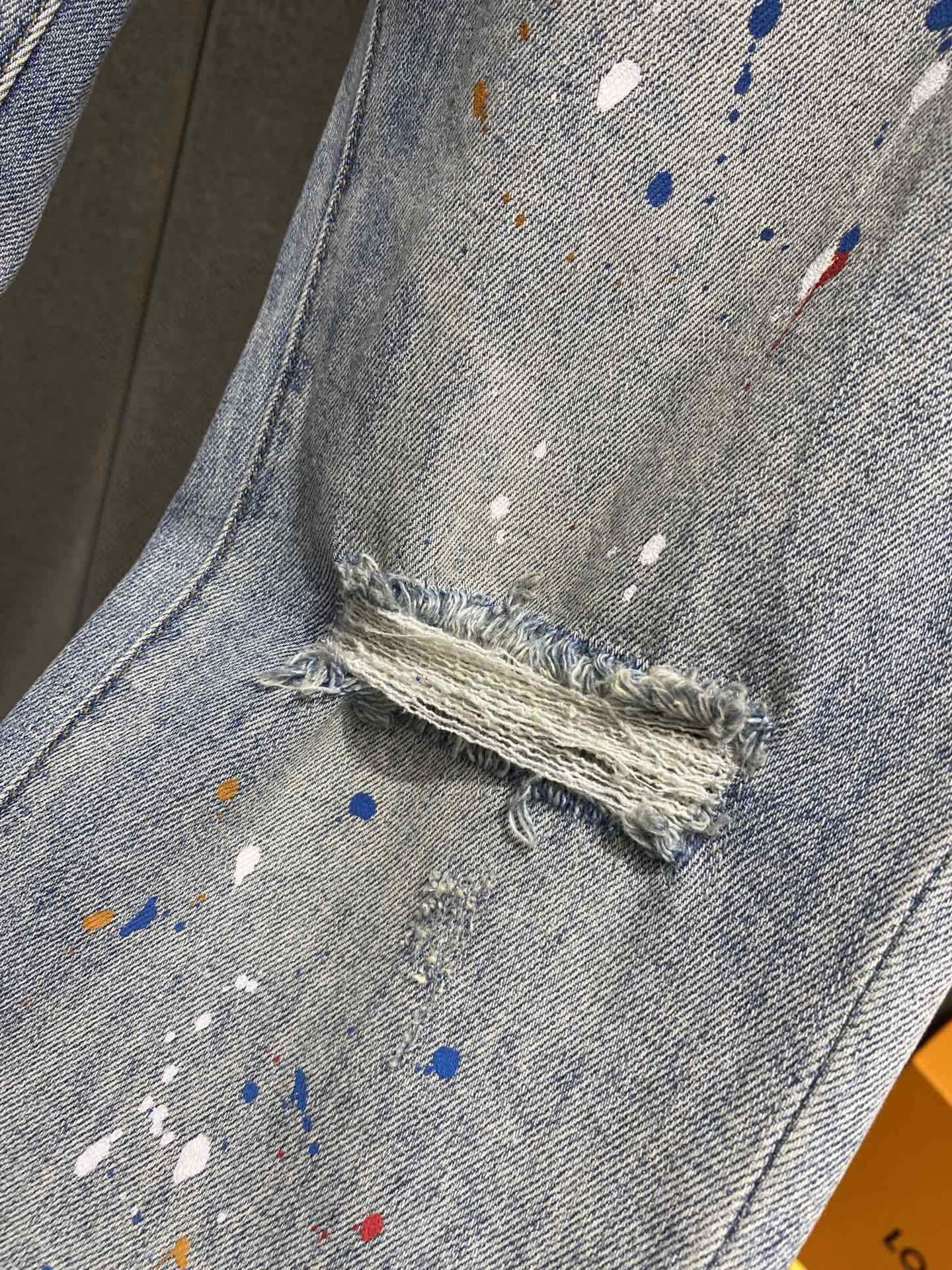 2024 Lente Herfst Gescheurde Rits Heren Jeans Licht Gewassen Gestreepte Man Lange Potlood Broek WCNZ008