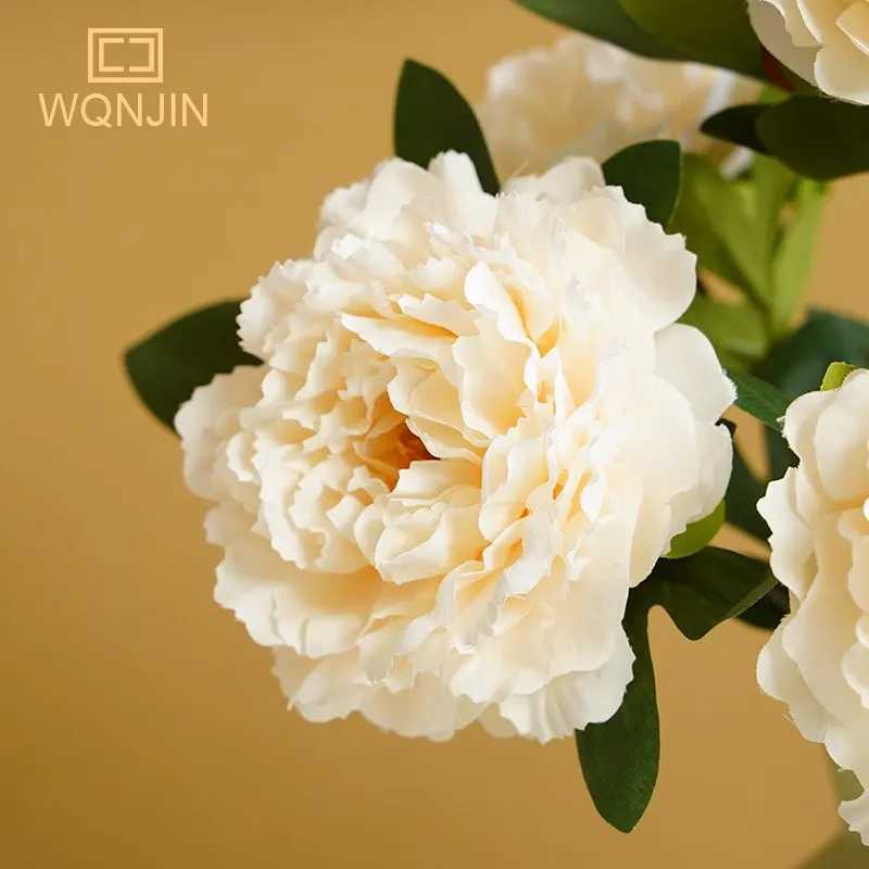 Decoratieve Bloemen Kransen WQNJIN 5 Grote Hoofden Rose Rode Pioen Kunstbloemen Boeket Nep Bloem voor Thuis Bruid Bruiloft Decoratie Huwelijk DecorL2403