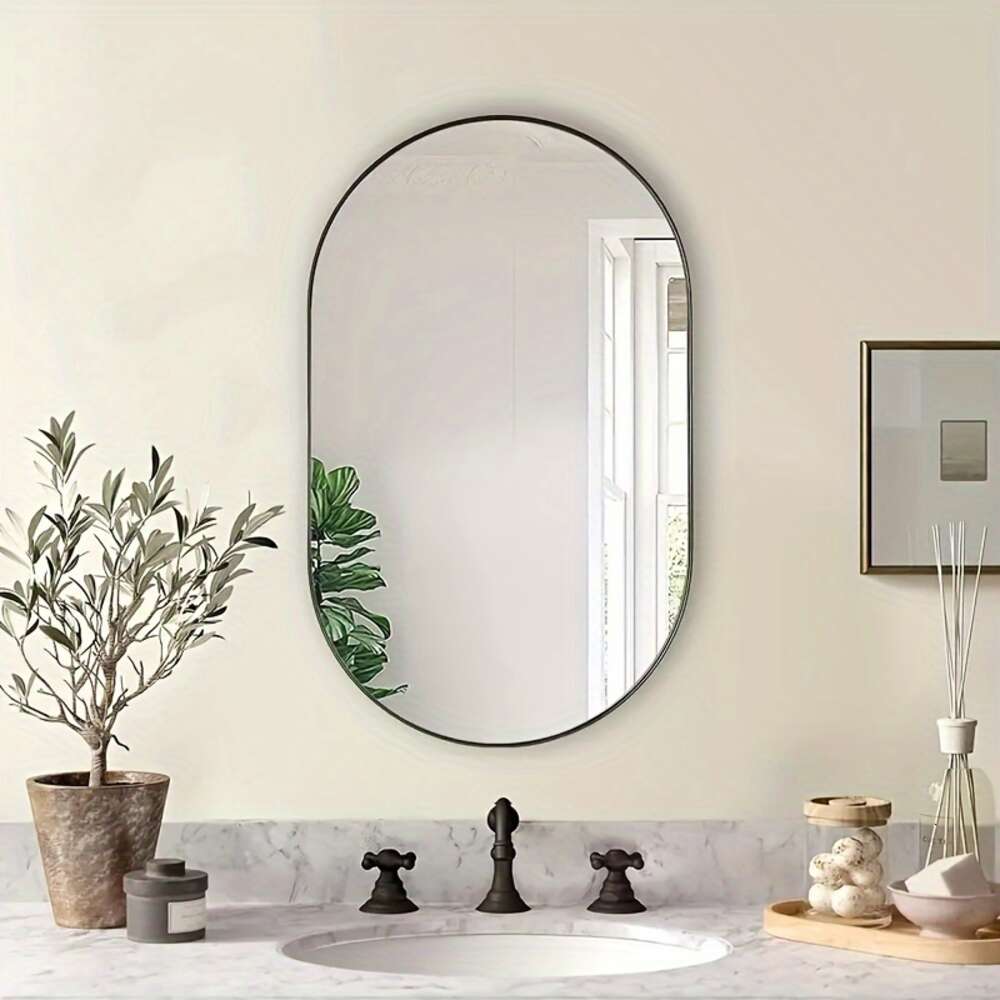 24x16inch Oval Wall Mounted Mirror, Modern Decor for Bedroom Bathroom Entryway Living Room Gallery Wall, Home Decorations