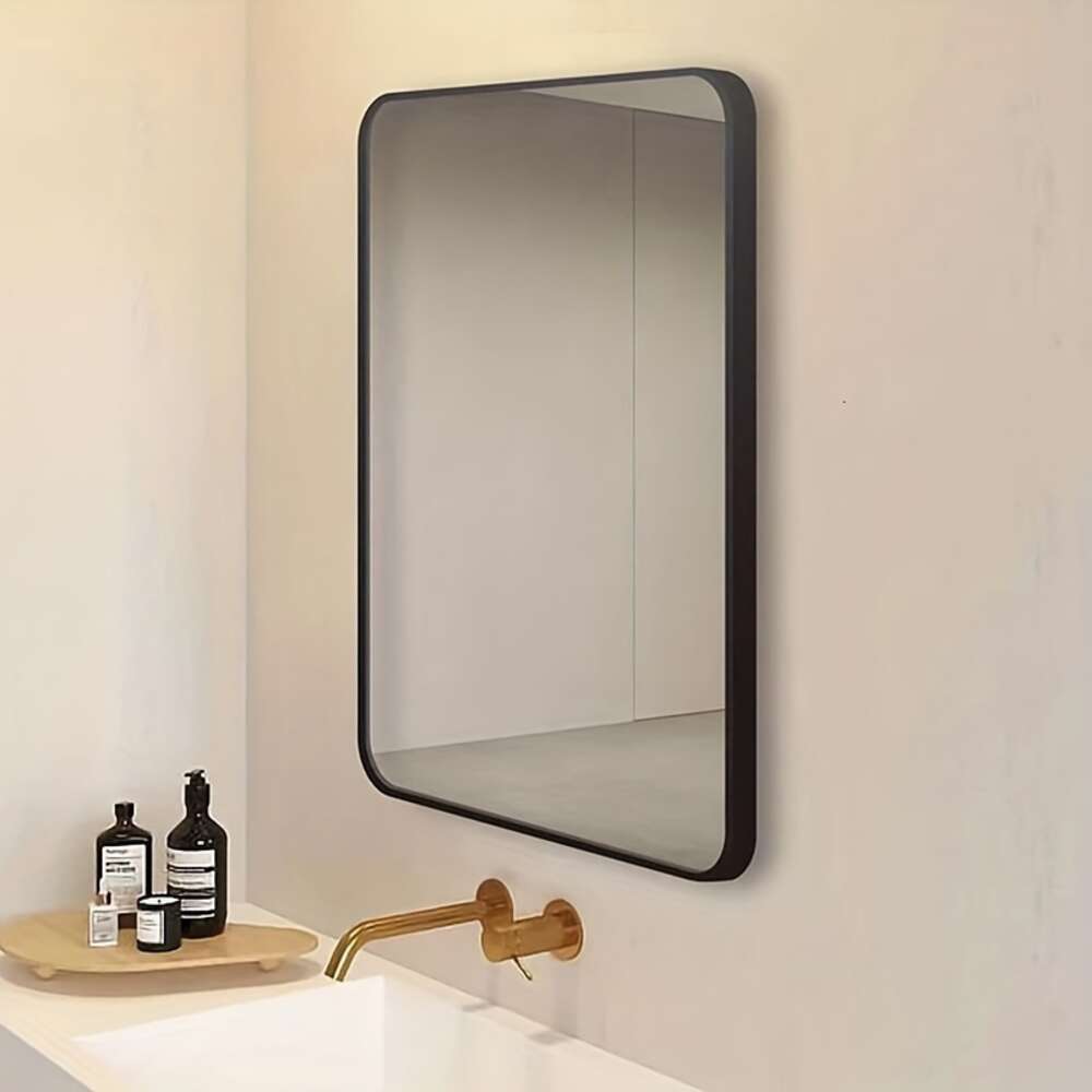 Miroir de maquillage mural suspendu avec cadre en alliage d'aluminium, accessoires de salle de bain, essentiel pour la maison, 1 pièce