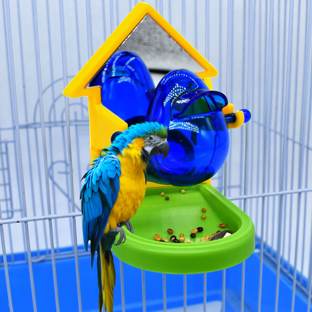 Toy de pájaro de pájaro Fotos divertidos de entrenamiento de alimentos Desarrollo de inteligencia Parrot Mirror Toy Pet Paraket Forrajing Props