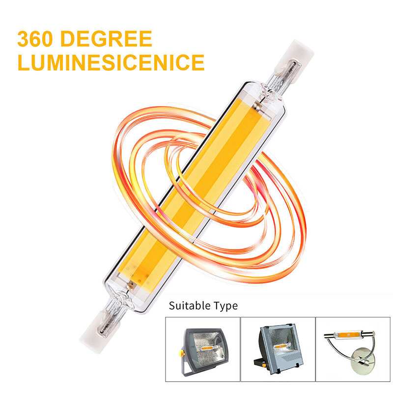 Tube en verre COB R7S LED 78 mm 118 mm de haute puissance J78 J118 COB ampoule AC110V 220V 230V 240V Maison Remplacer la lampe halogène