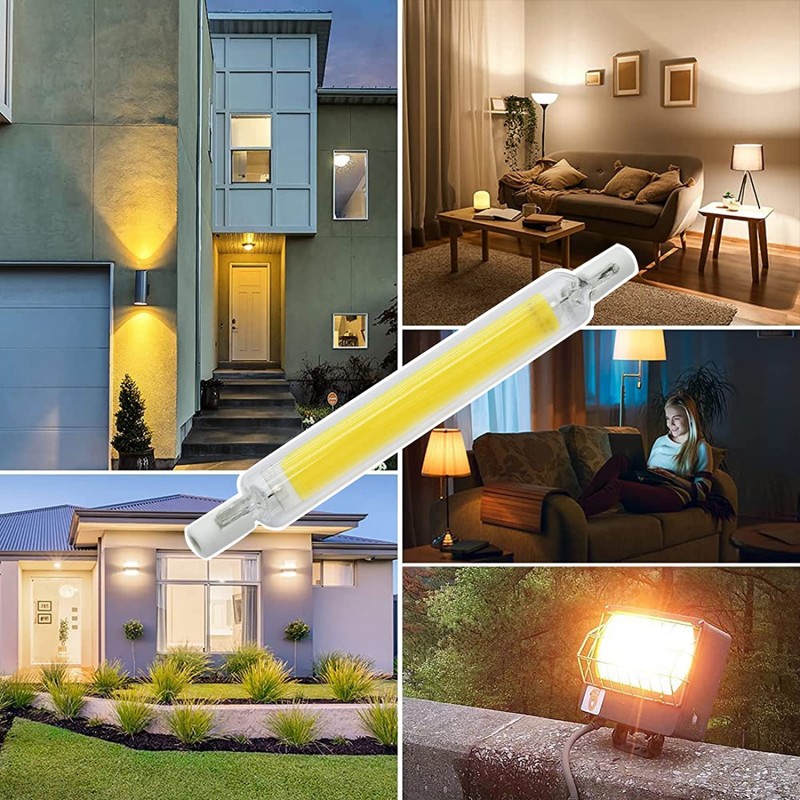 Tube en verre COB R7S LED 78 mm 118 mm de haute puissance J78 J118 COB ampoule AC110V 220V 230V 240V Maison Remplacer la lampe halogène