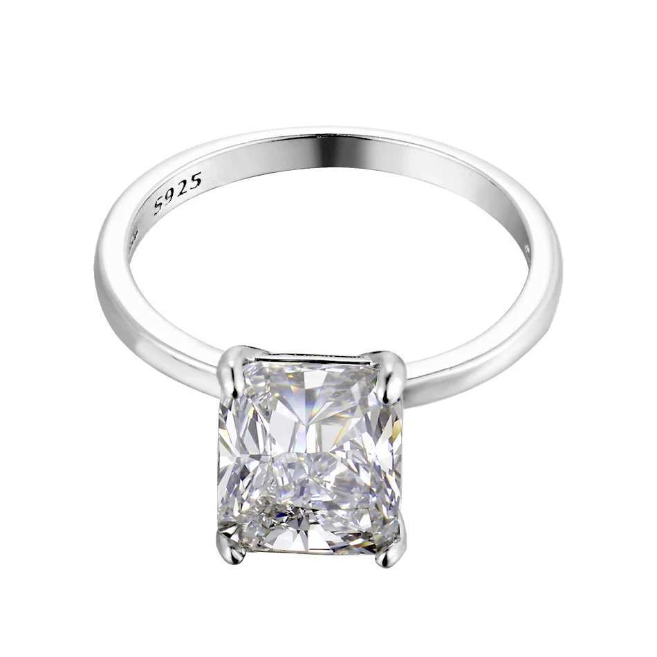 Pierścienie ślubne Urmylady 4ct Emerald Moissanite Pierścień S925 Sterling Sliver Pleated 18 -krotnie białe złoto obrączki zaręczynowe dla kobiet 24329